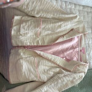 Creamy White Lilly Pulitzer blazer with pink trim